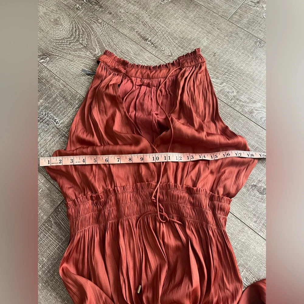 Anthropologie Tiered Halter Dress Pleated Ruffled Smocked Waist Size 14 - Picture 7 of 8